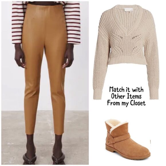 LAST CHANCE Faux leather high-waisted leggings. - Picture 9 of 11